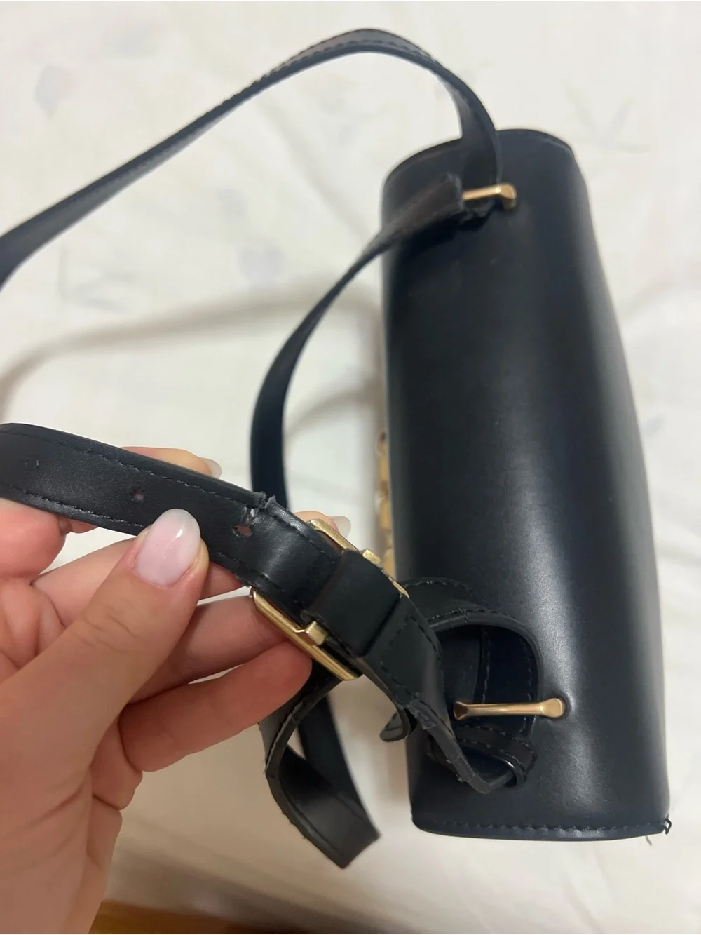 Tory Burch Eleanor Black Leather Crossbody with Gold Emblem